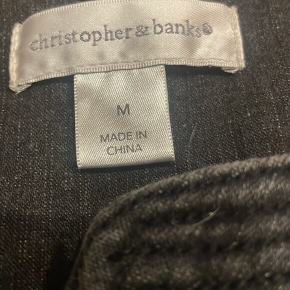 Christopher & Banks black wash denim jacket sequins and ribbon detail medium - Picture 5 of 7